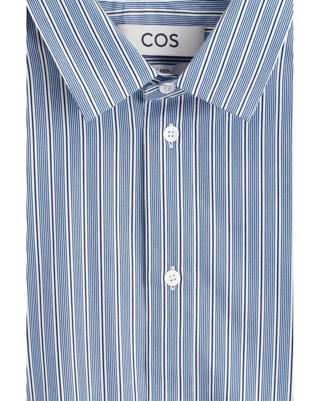 COS Blue Relaxed Striped Cotton Shirt for men