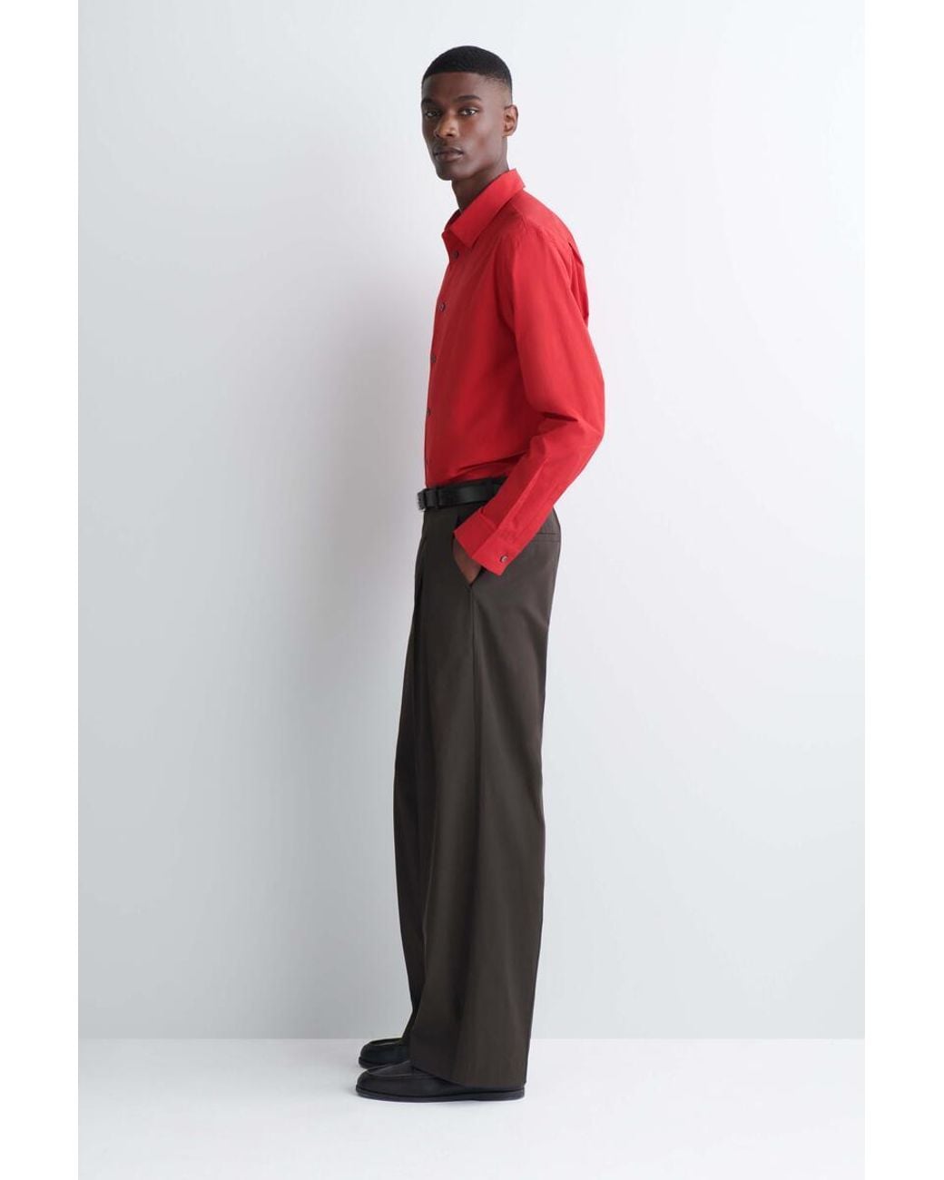 COS Red Relaxed Pima Cotton-Poplin Shirt for men