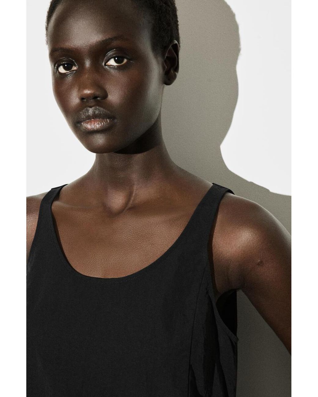 COS Black Jersey-Panelled Nylon Mini Dress