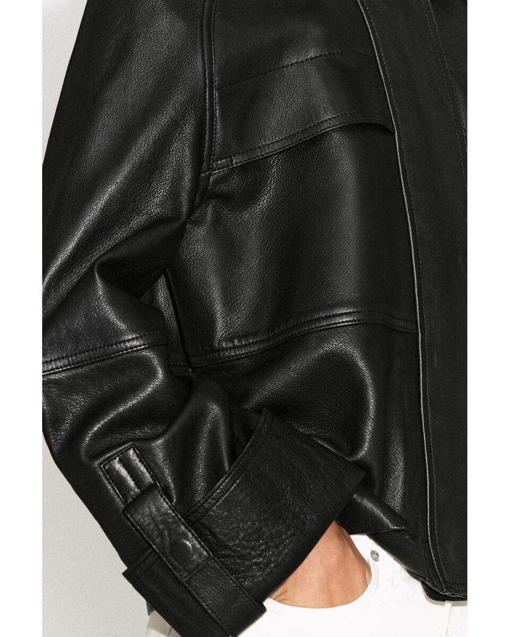 COS Black Leather Workwear Jacket