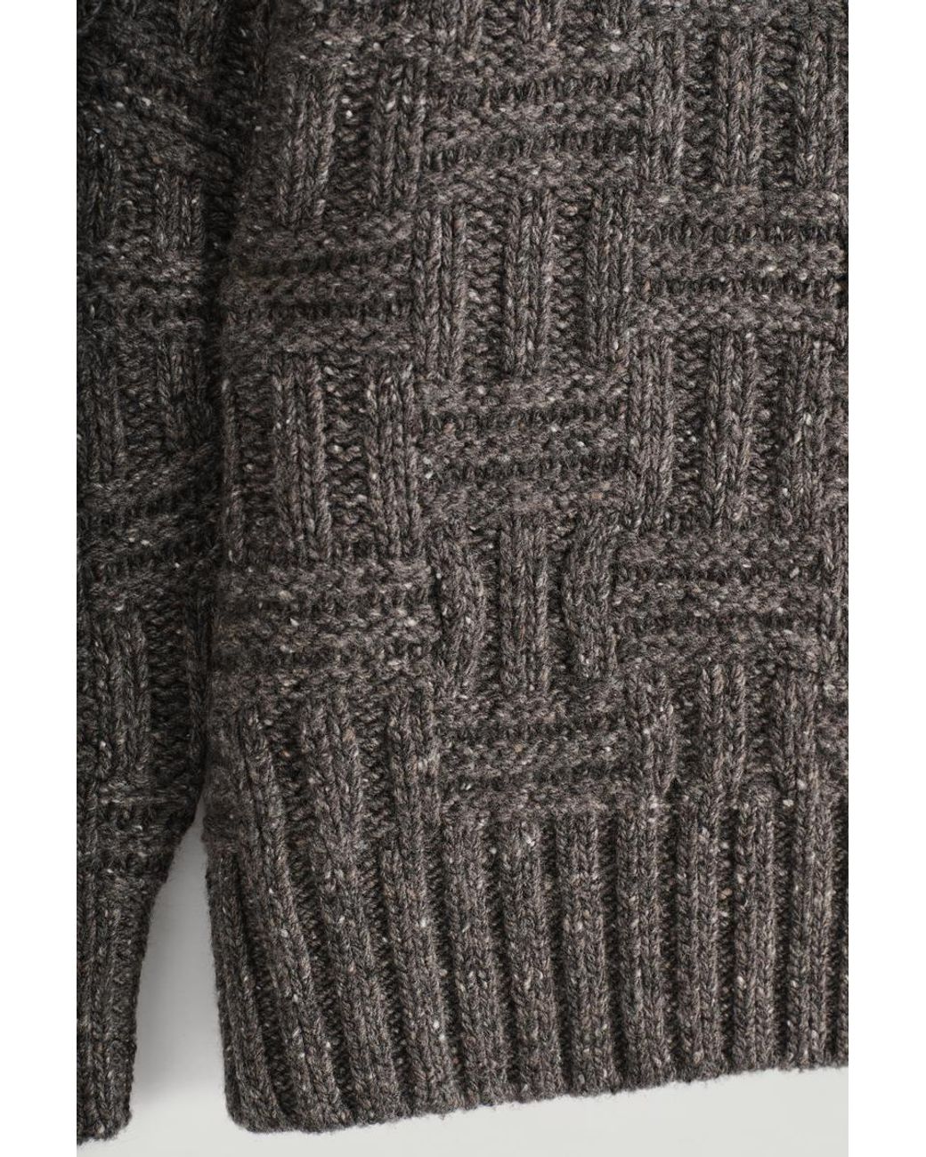 COS Gray Basketweave Wool Sweater for men