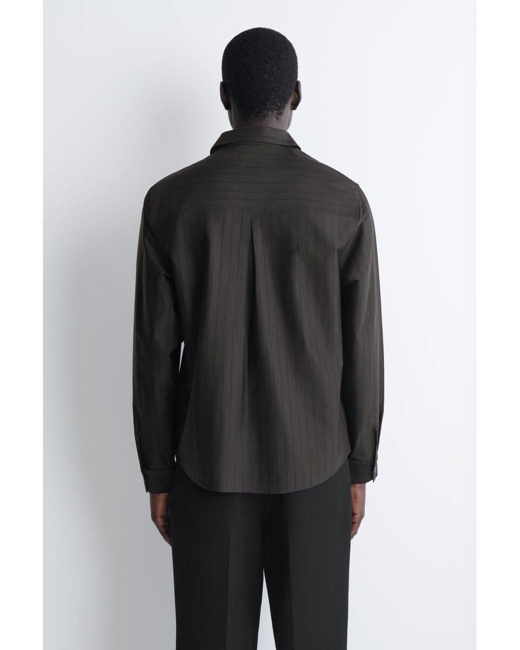 COS Black Striped Cotton-Jersey Shirt for men