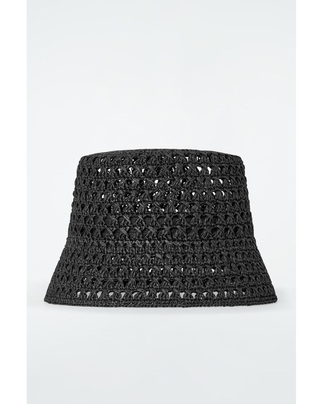 COS Open-weave Straw Bucket Hat in Black | Lyst