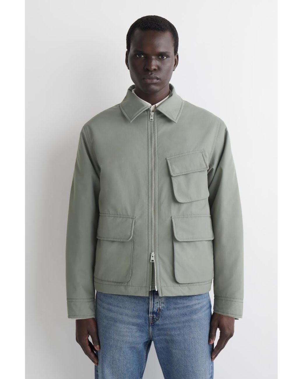 COS Green Padded Nylon Utility Jacket for men
