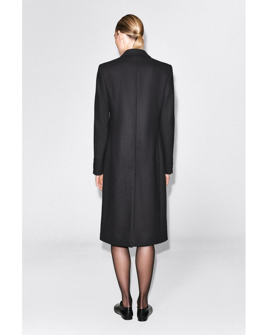 COS Black Tailored Wool-Twill Long Coat