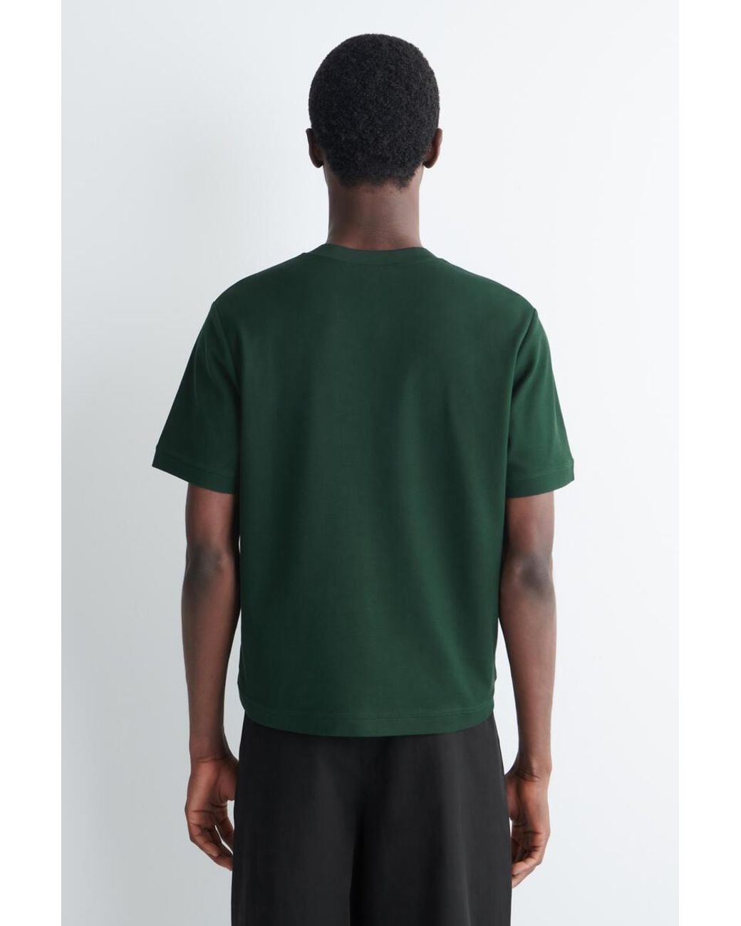 COS Green Contrast-Tipped Cotton-Piqué Henley Top for men
