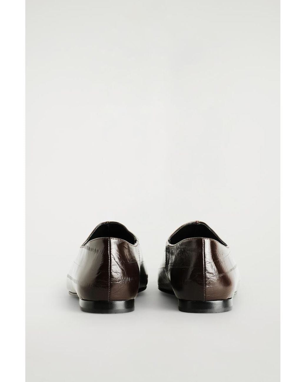 COS Black Square-Toe Eel-Effect Leather Flats