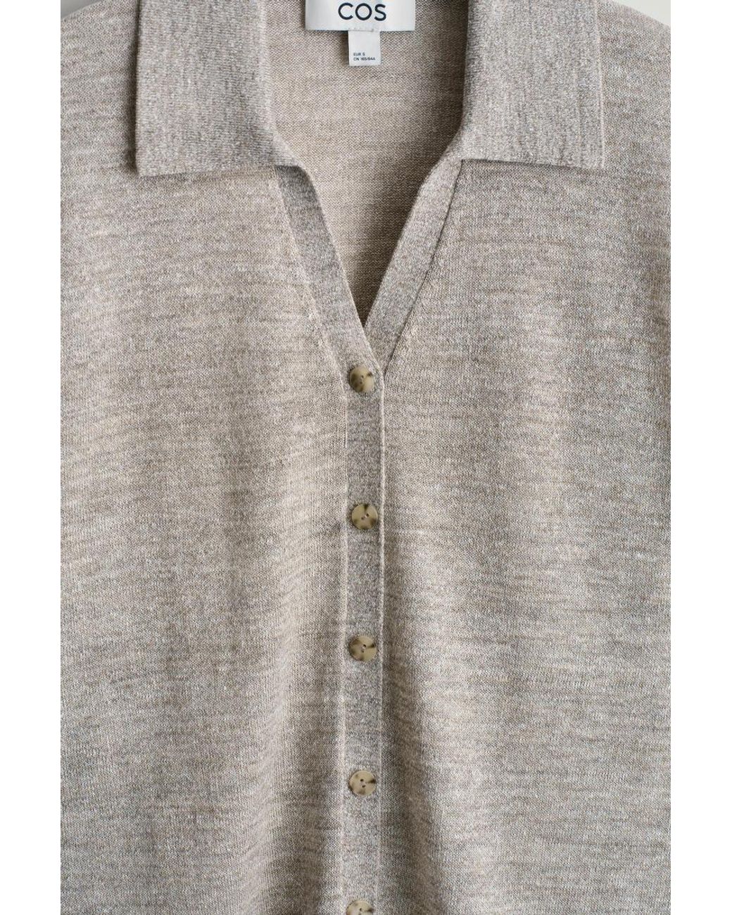 COS Gray Knitted Linen-Merino Shirt