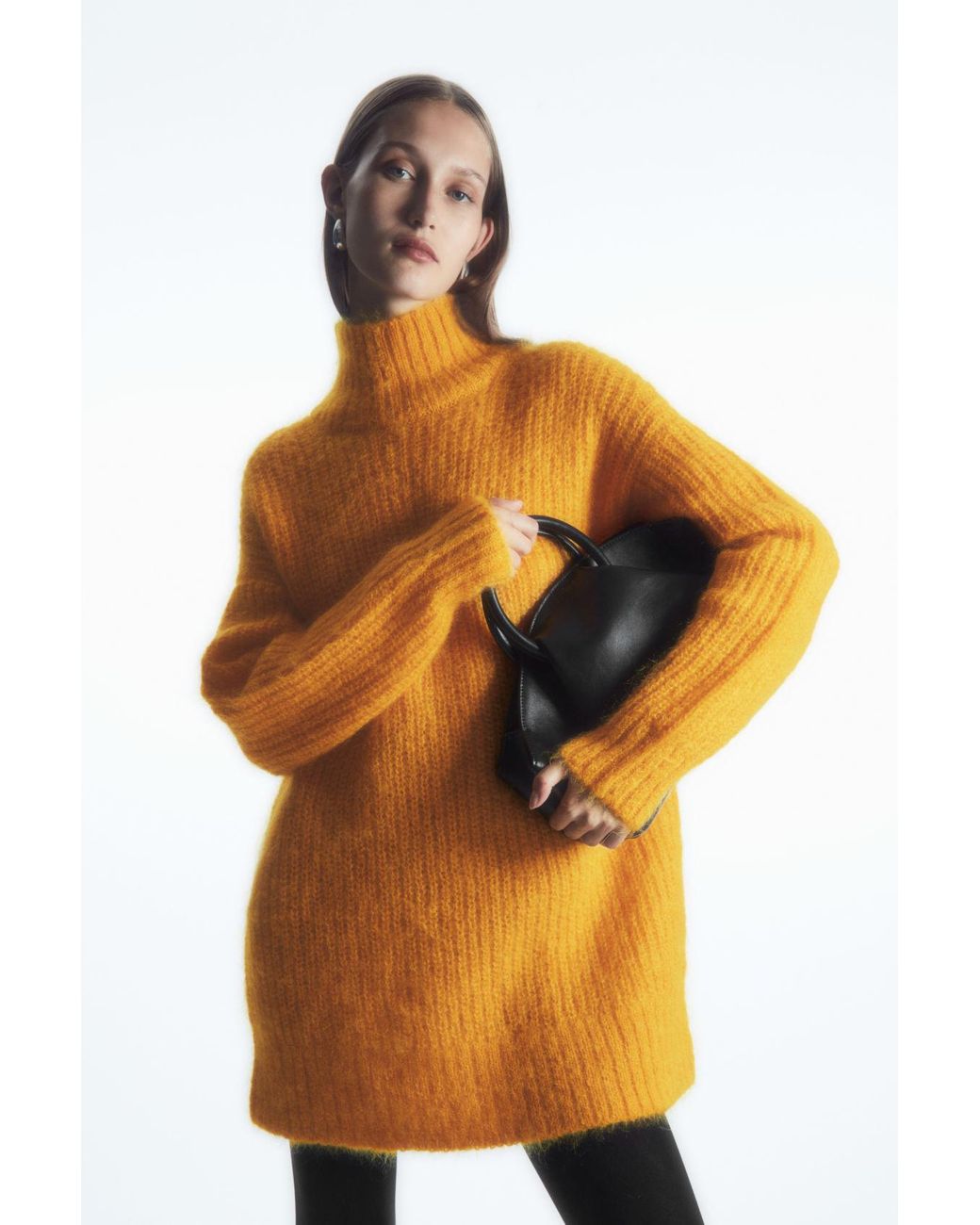 COS Funnel-neck Mohair Tunic in Yellow | Lyst