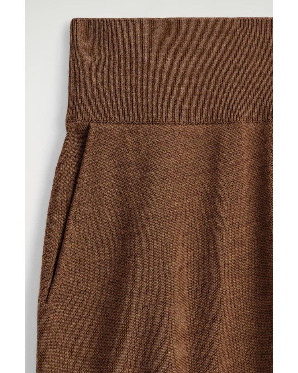 COS Brown Merino Wool Barrel-Leg Pants