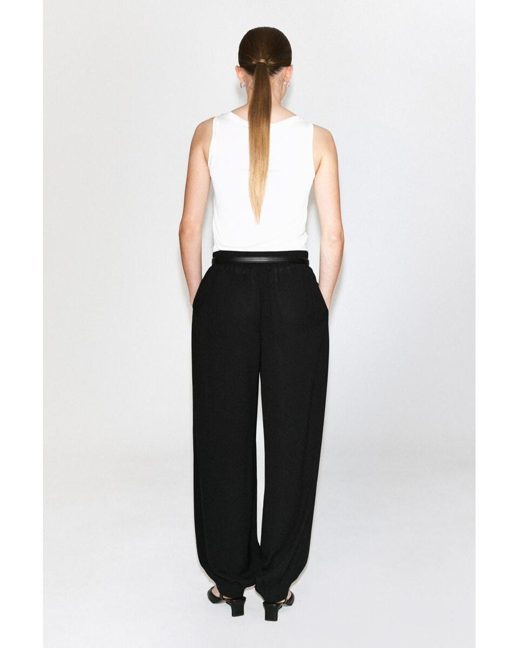 COS Black Pleated Crepe Balloon Pants