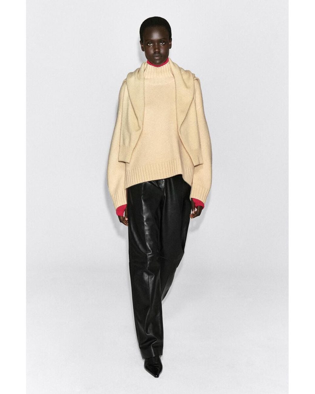 COS Natural Chunky Pure Cashmere Funnel-Neck Sweater