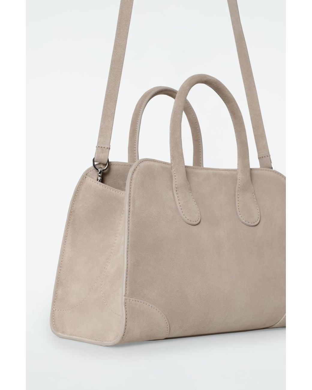 COS Mini Studio Bowling Bag - Suede in Natural | Lyst