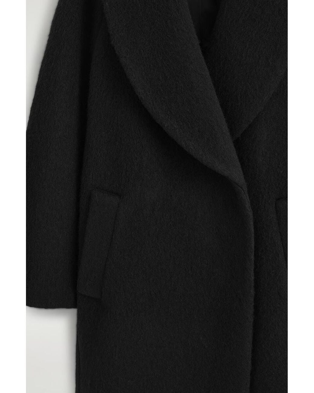 COS Black Brushed Wool Maxi Coat