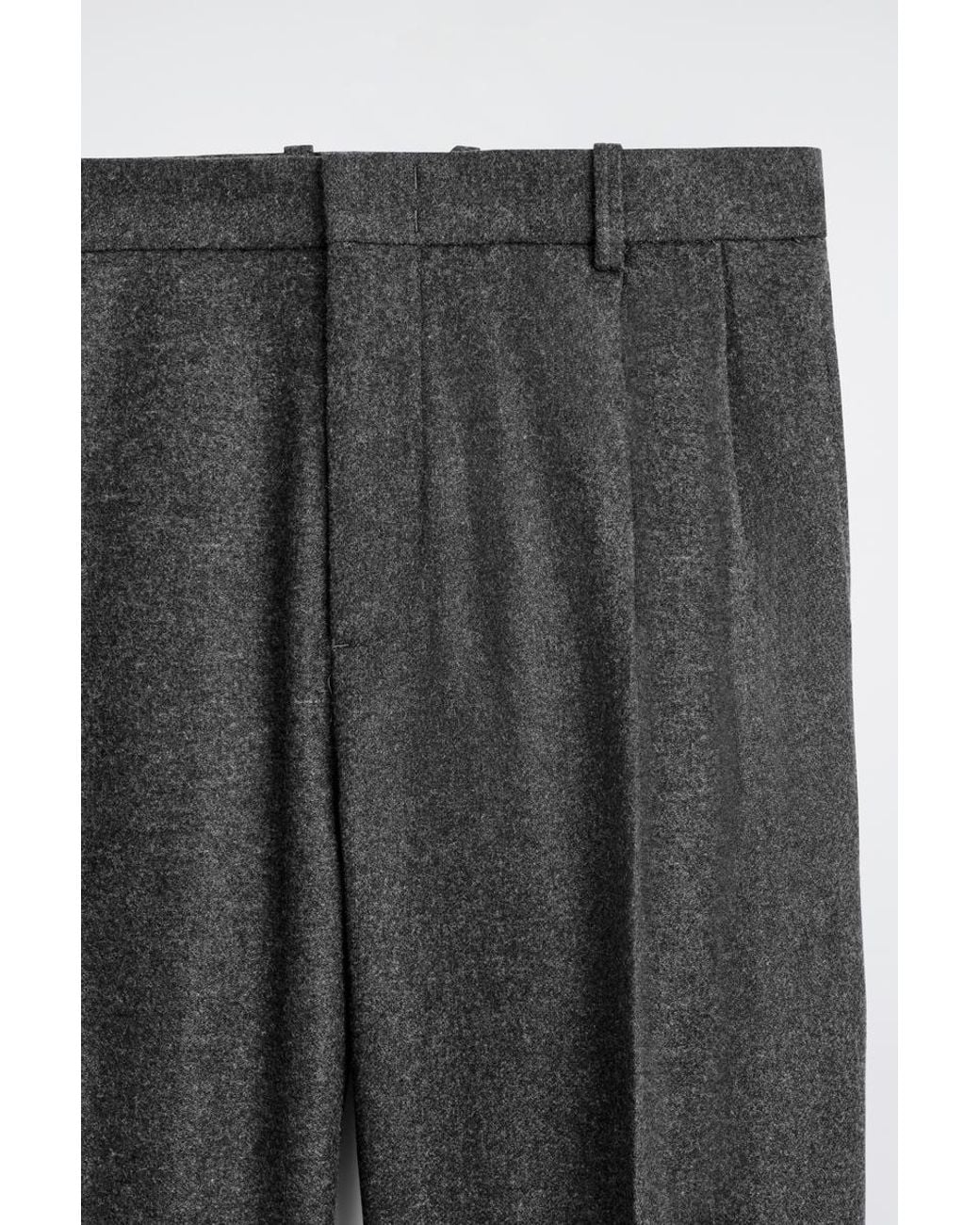 COS Gray Pleated Wool Relaxed-Fit Straight-Leg Trousers for men