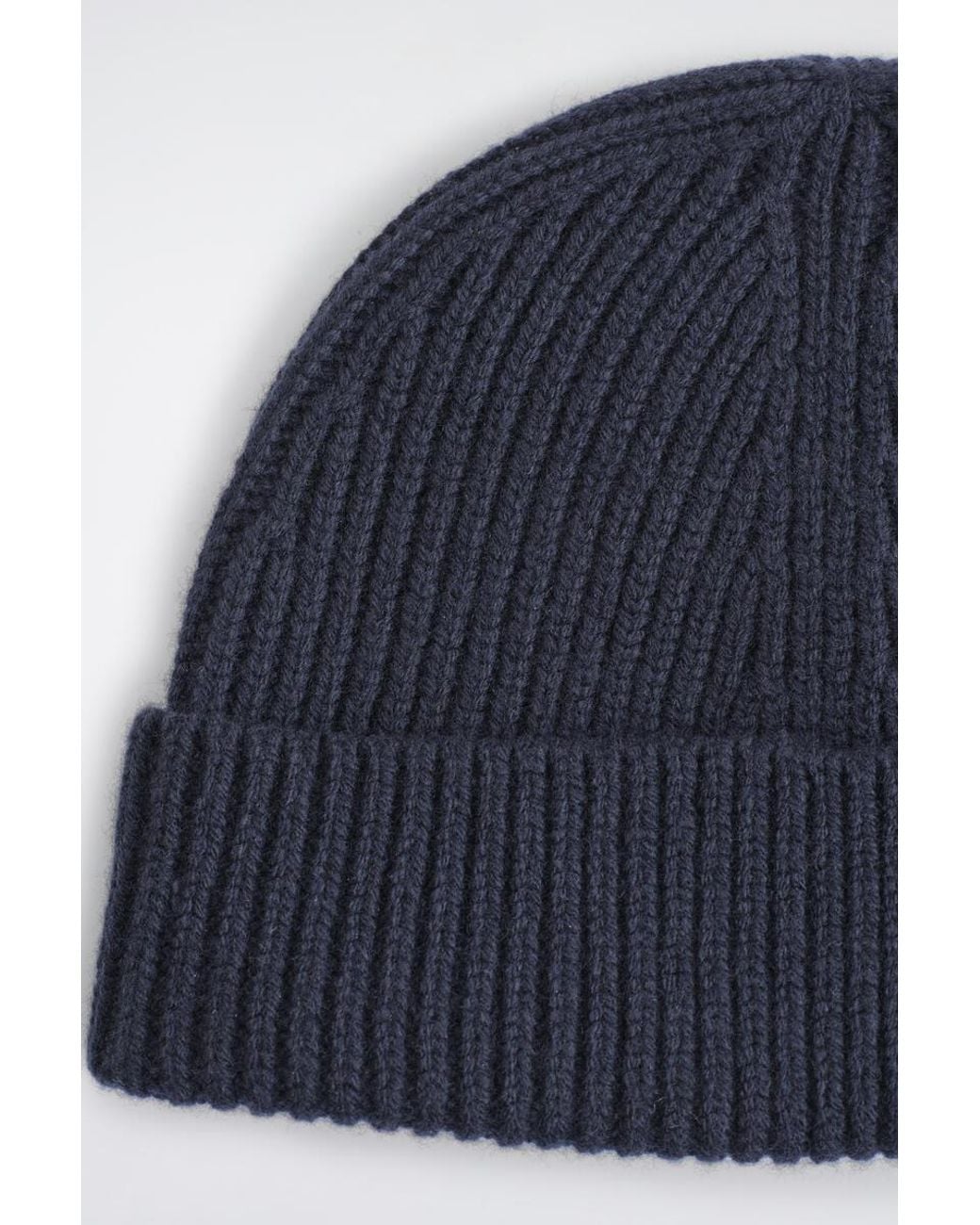 COS Blue Chunky Ribbed Wool Beanie