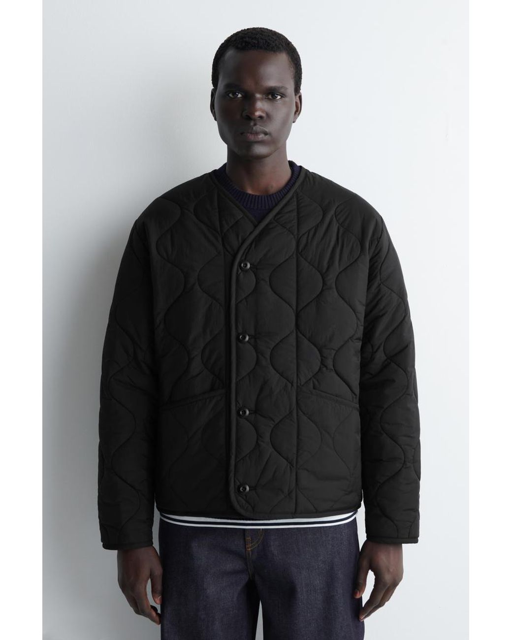 COS Black Reversible Quilted Jacket for men