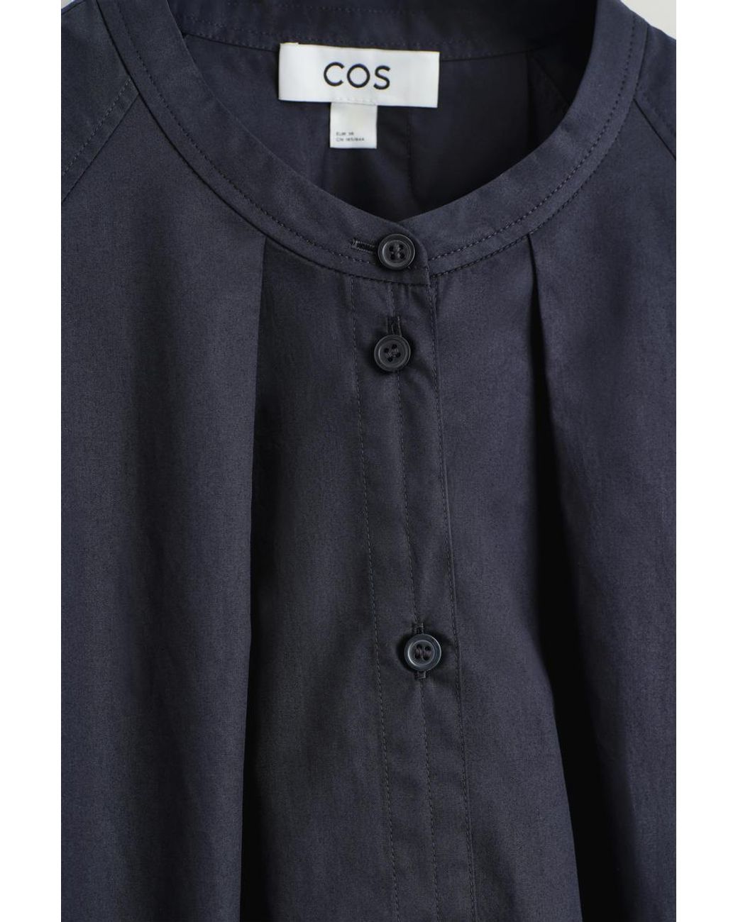 COS Blue Grandad-Collar Cotton Shirt