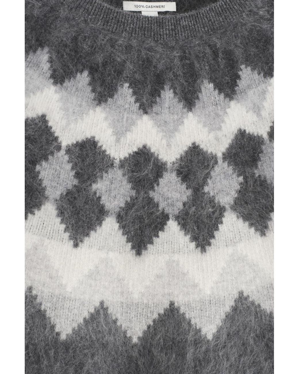 COS Gray Fair Isle Brushed-Cashmere Jumper