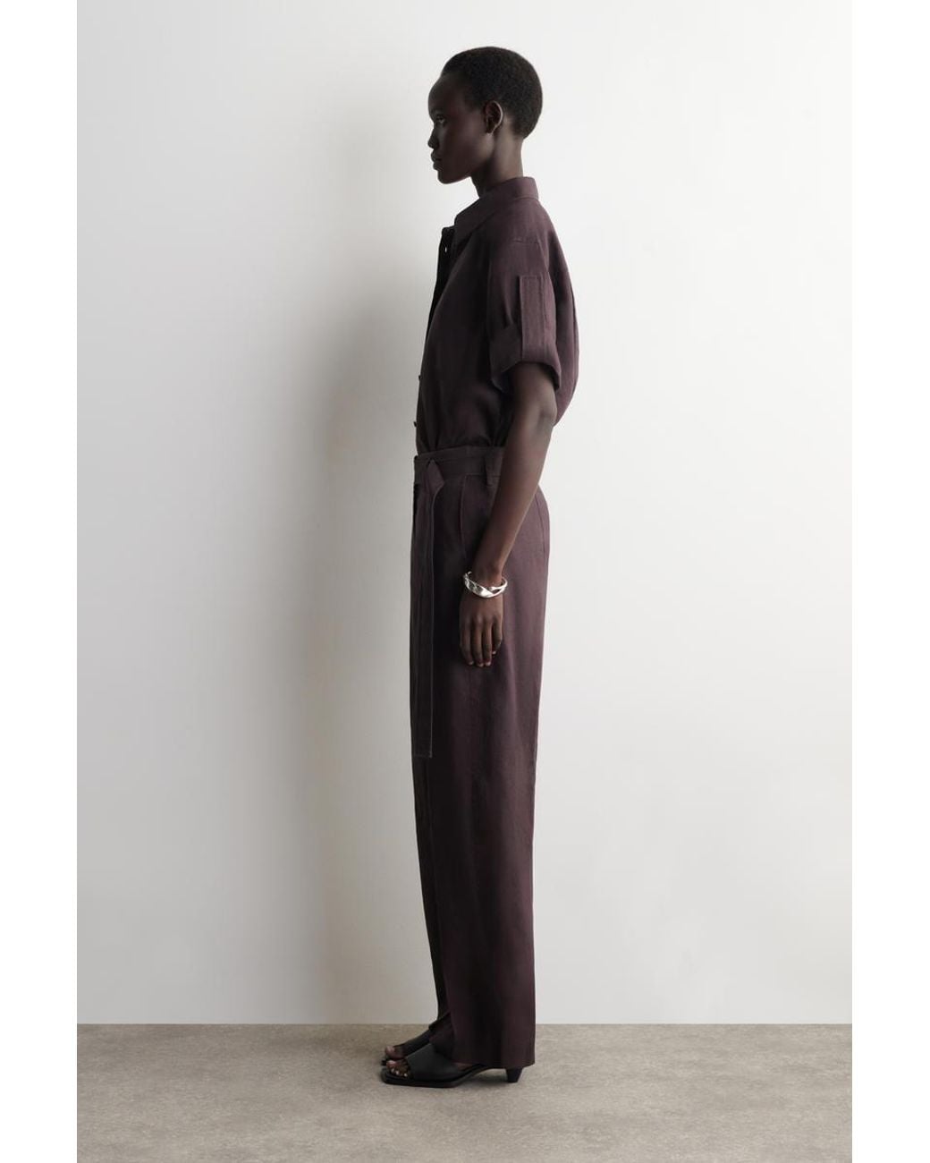 COS Red Belted Linen Barrel-Leg Pants