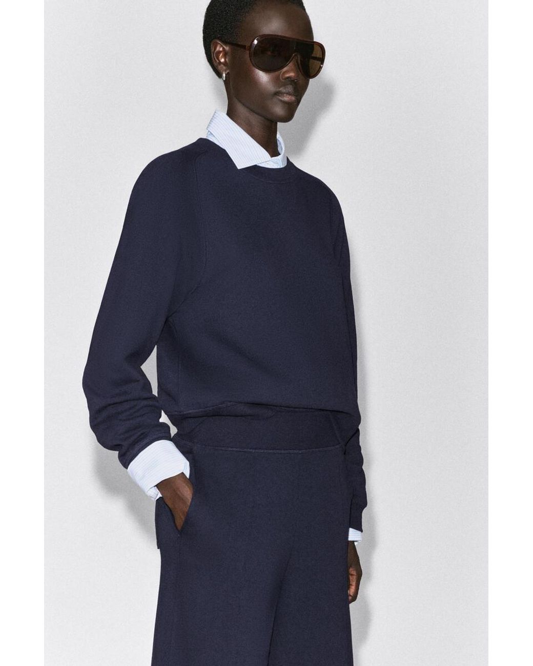 COS Blue Cotton Barrel-Leg Joggers