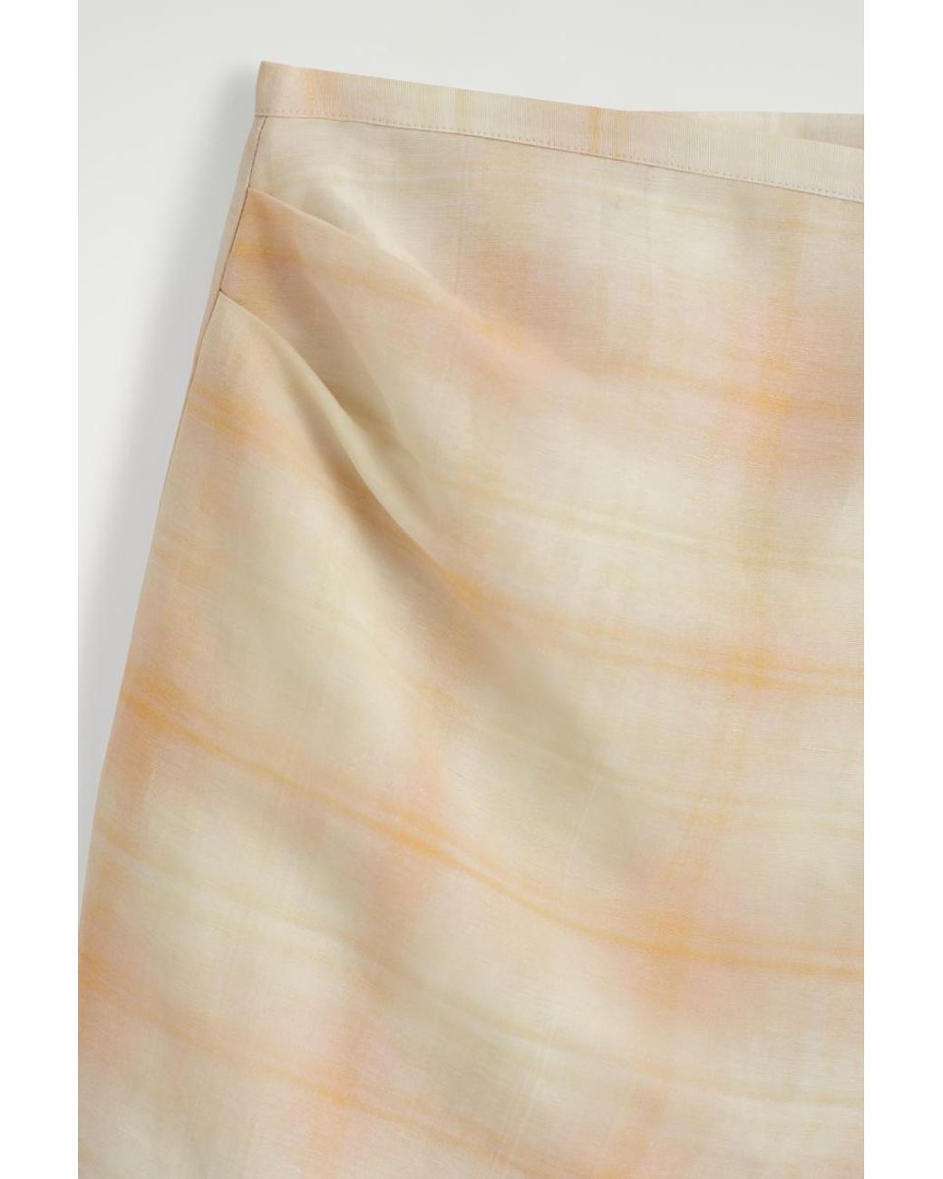 COS Natural Checked Midi Wrap Skirt