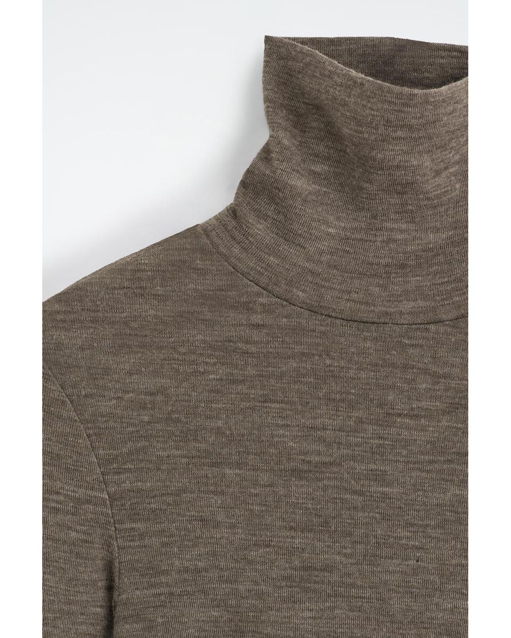 COS Brown Merino Wool High-Neck Top