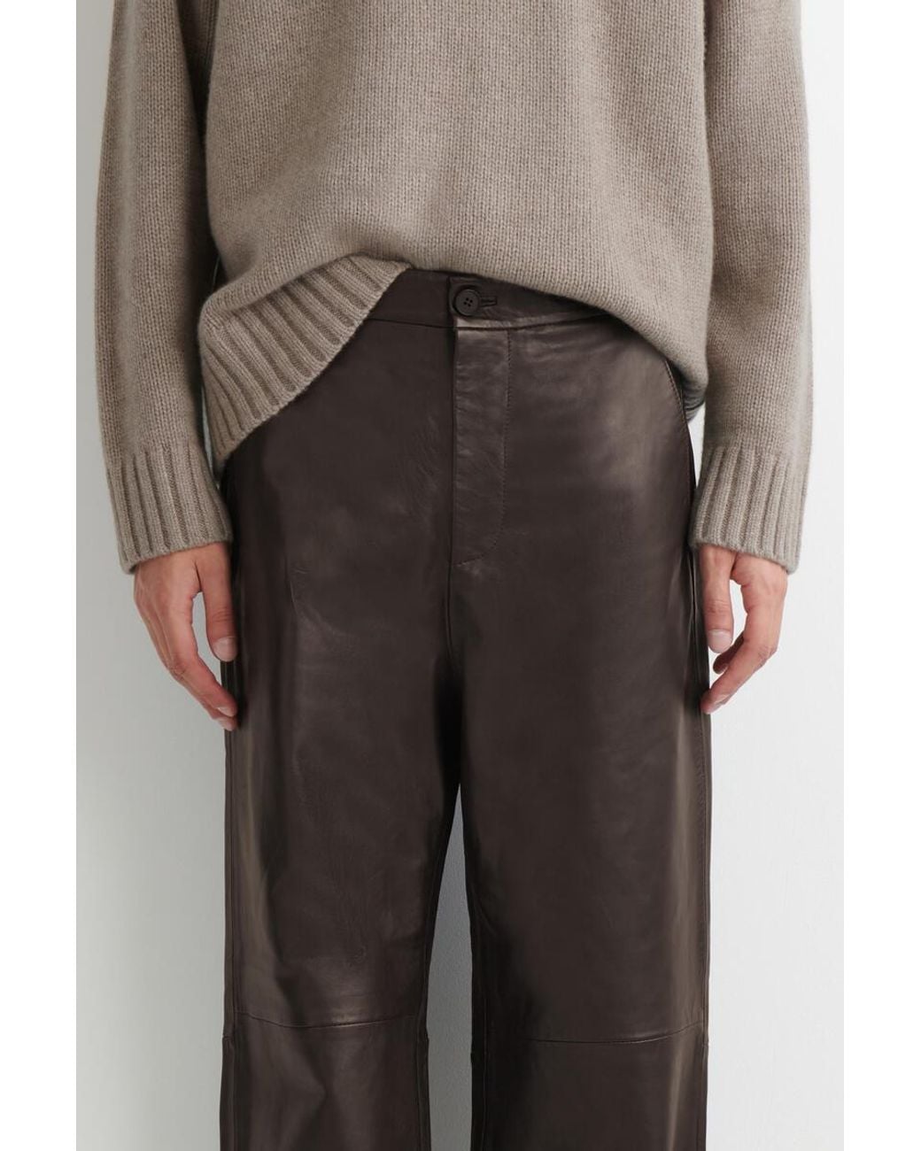 COS Gray Leather Relaxed-Fit Straight-Leg Pants for men