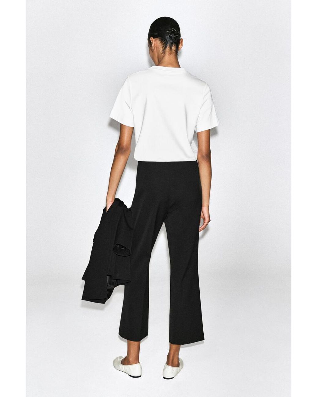 COS Black Cropped Flared Trousers