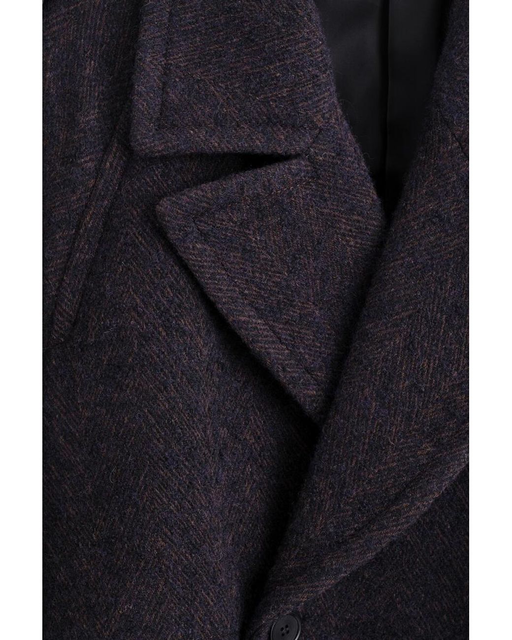COS Blue Double-Faced Wool-Blend Herringbone Coat for men