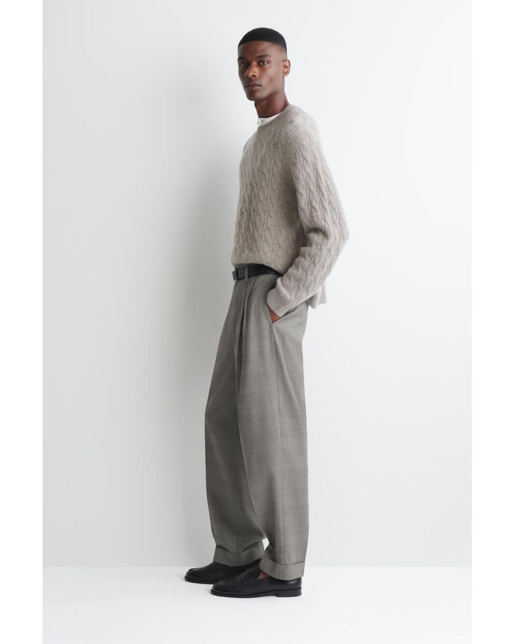 COS White Cable-Knit Pure Cashmere Crew-Neck Sweater for men