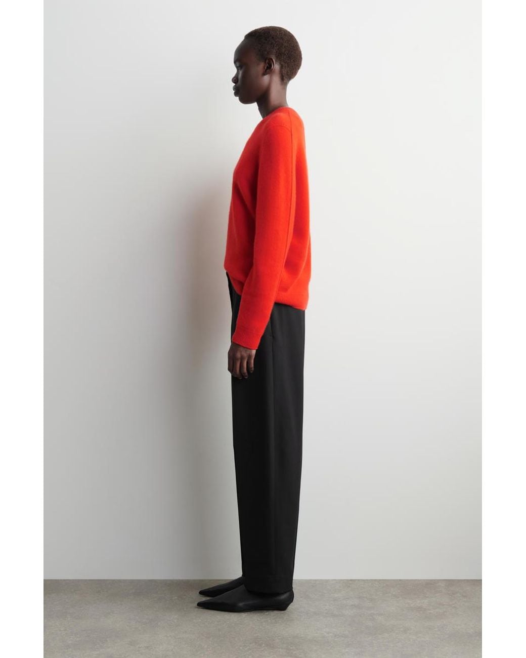 COS Red Cashmere Crew-Neck Sweater