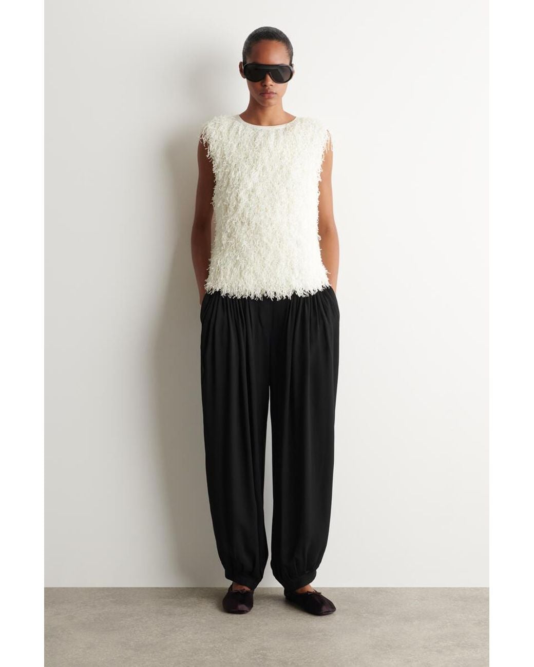 COS Natural Fringed Knitted Top