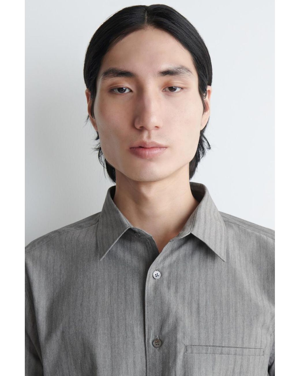 COS Gray Striped Cotton Shirt for men