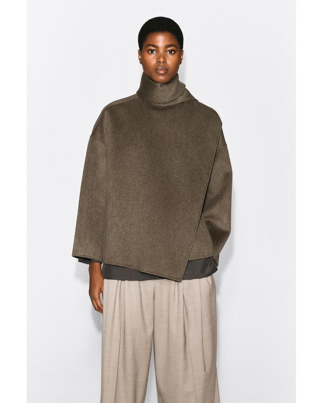 COS Brown Double-Faced Wool-Blend Scarf Jacket