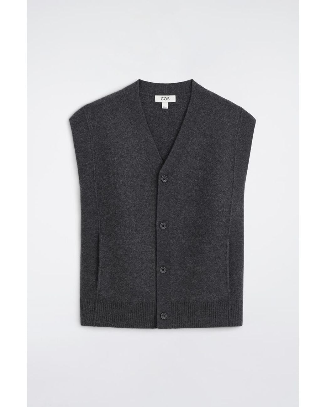COS Black Buttoned Boiled-Wool Vest for men