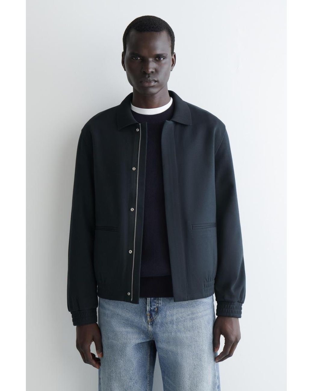 COS Blue Jersey Harrington Jacket for men