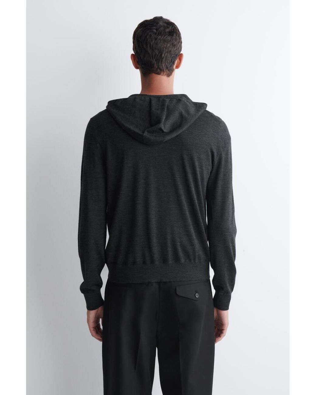 COS Blue Merino Wool Zip-Up Hoodie for men