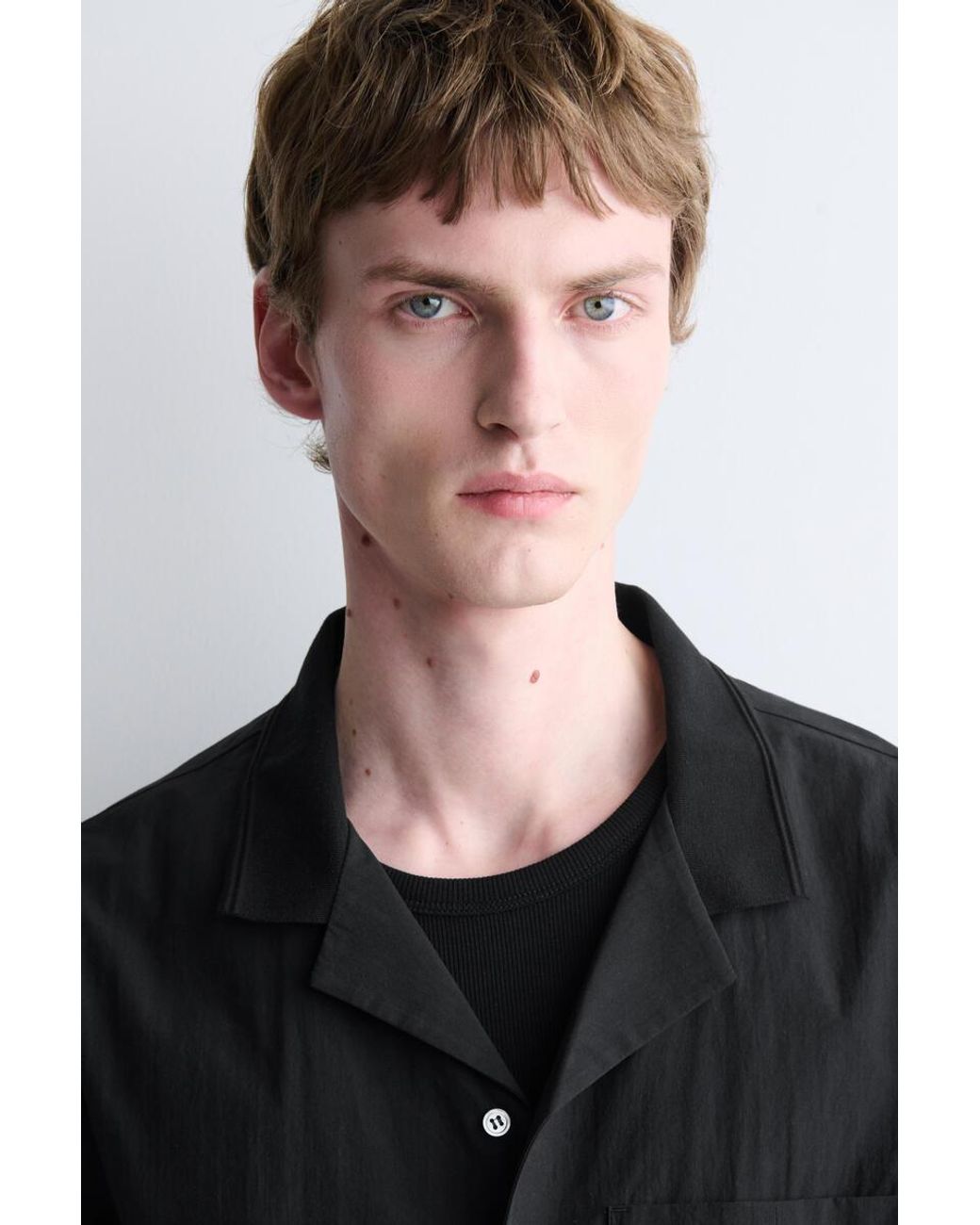 COS Blue Camp-Collar Cotton Shirt for men