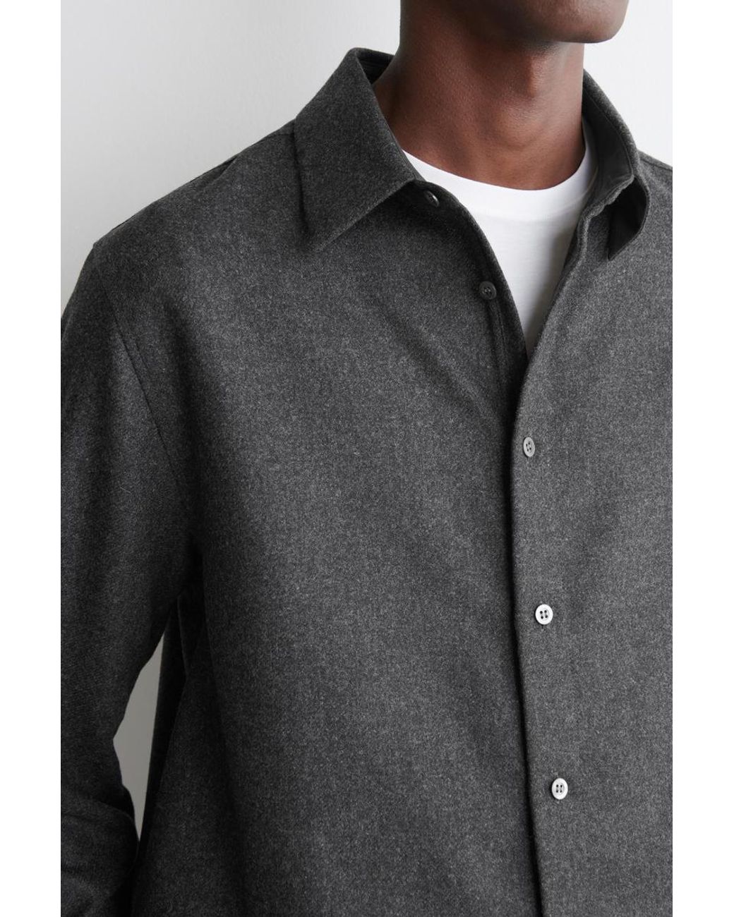 COS Black Relaxed Wool-Flannel Shirt for men