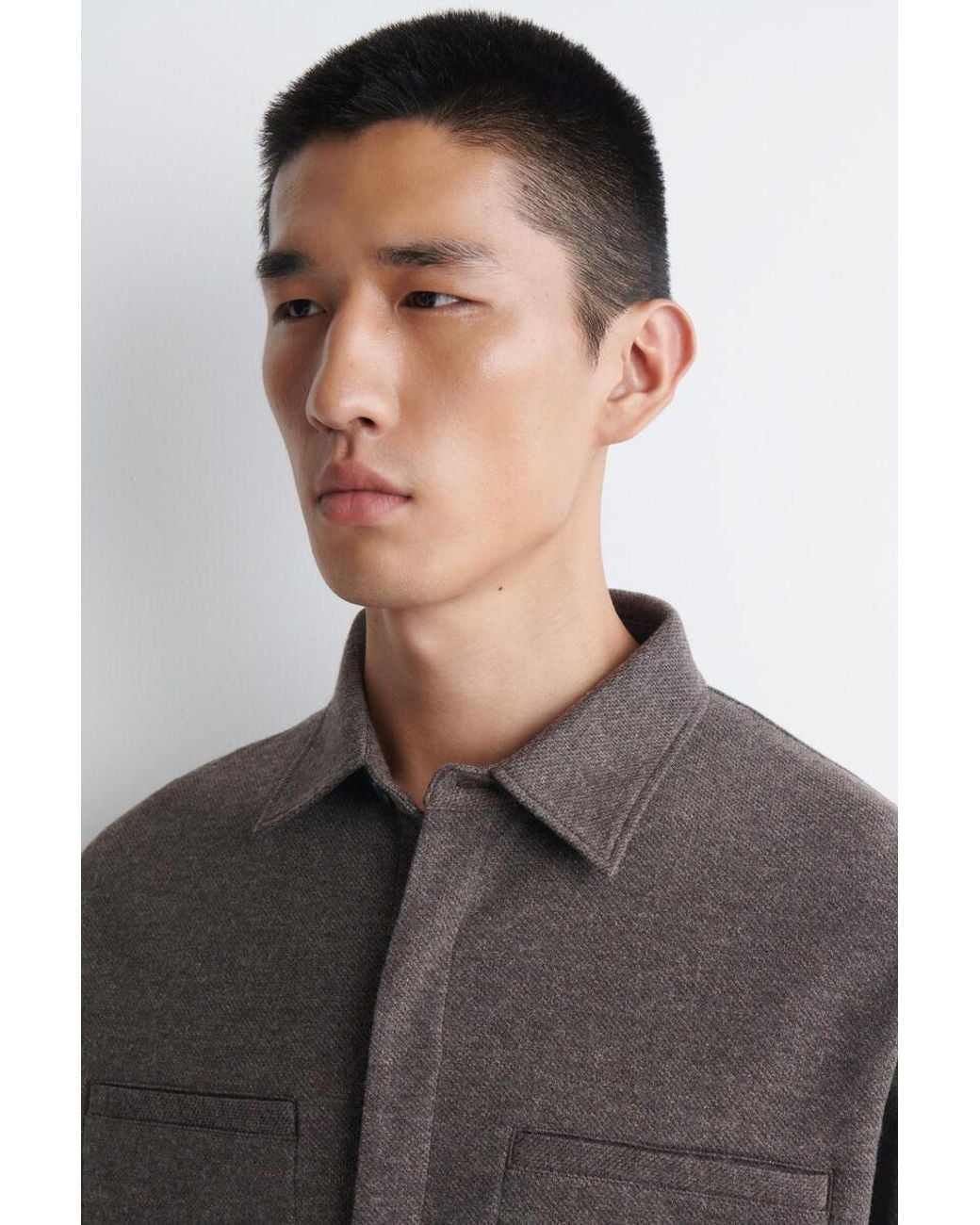 COS Brown Relaxed Mélange Jersey Overshirt for men