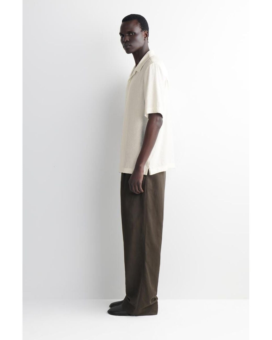 COS Blue Camp-collar Linen Shirt for men