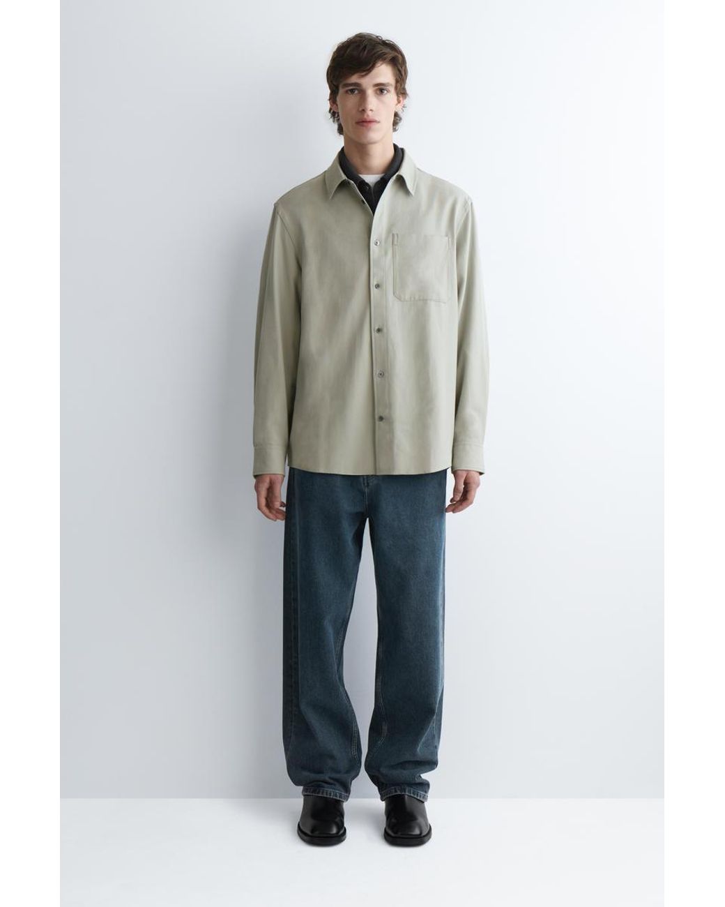 COS Natural Relaxed Brushed Cotton-Blend Shirt for men