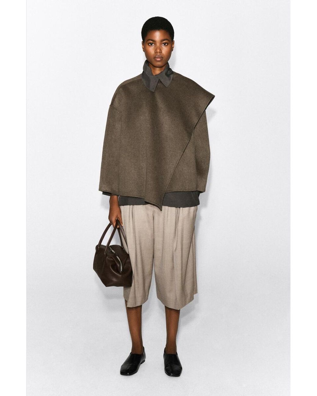 COS Brown Double-Faced Wool-Blend Scarf Jacket