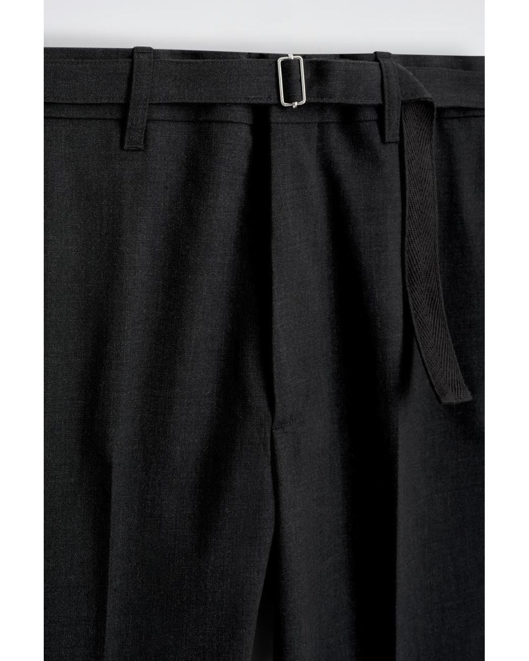 COS Black Belted Wool-Blend Slim-Fit Trousers for men