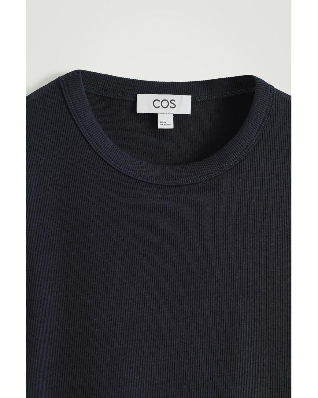 COS Blue Slim Ribbed Cotton T-Shirt for men