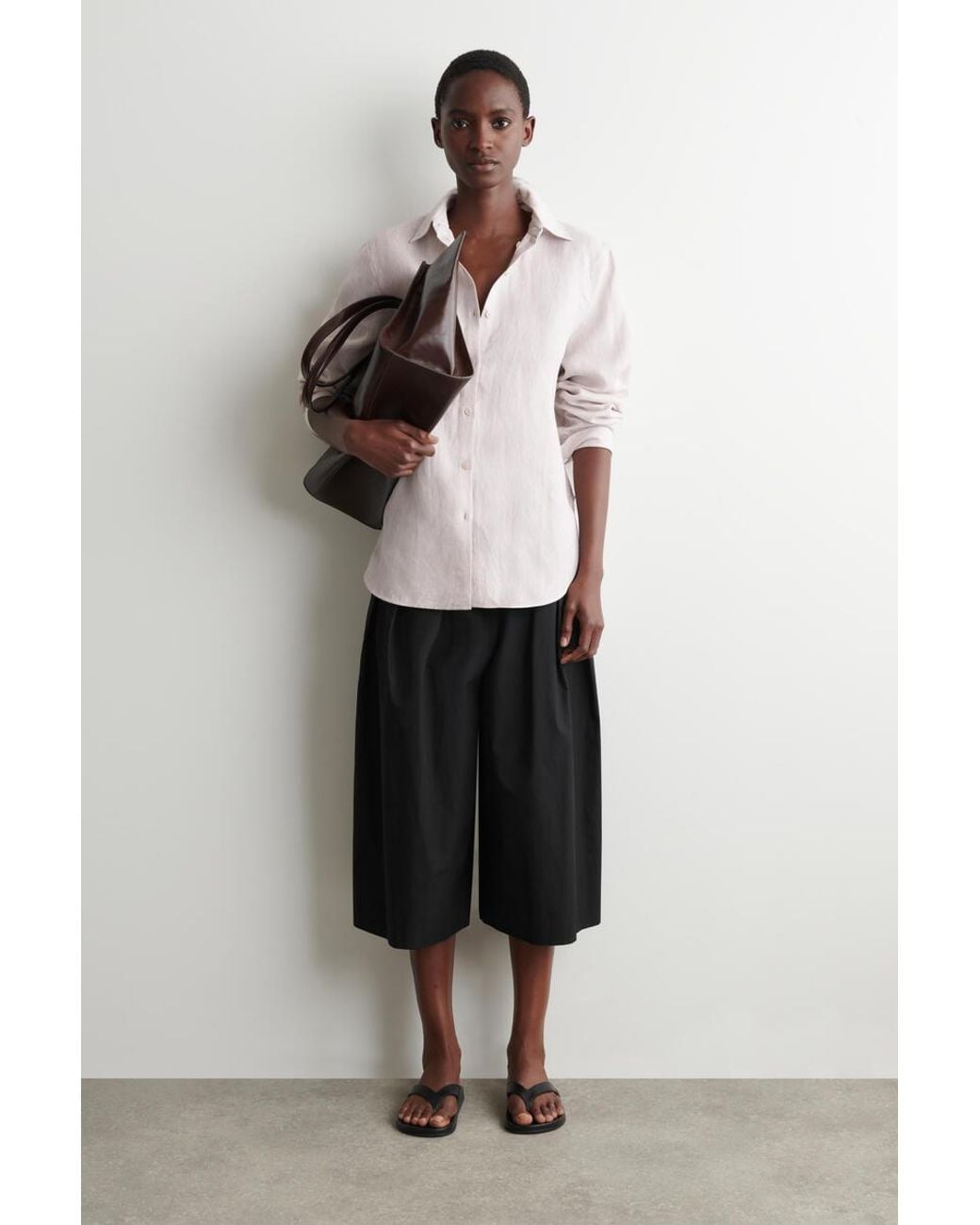 COS Pink Button-Down Collar Linen Shirt