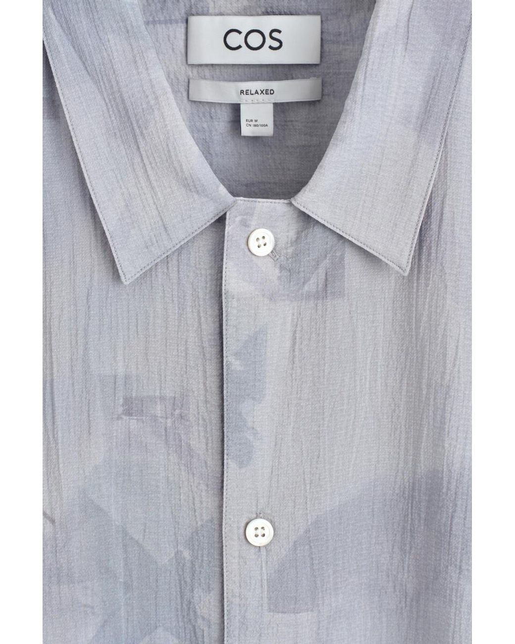 COS Gray Textured Drawstring-Hem Shirt for men