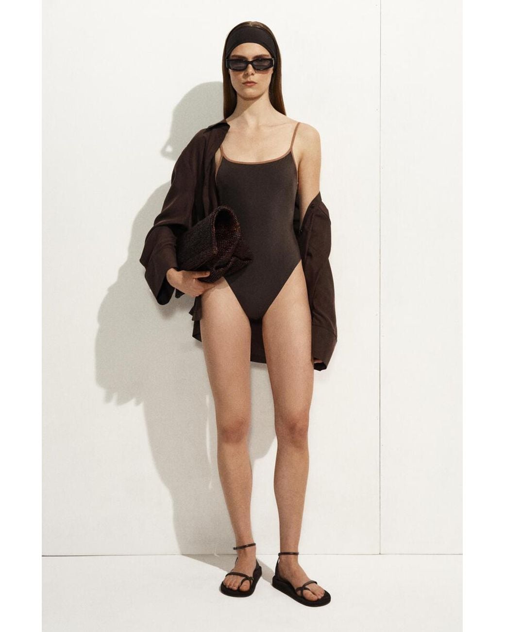 COS Black Contrast-Trimmed Swimsuit