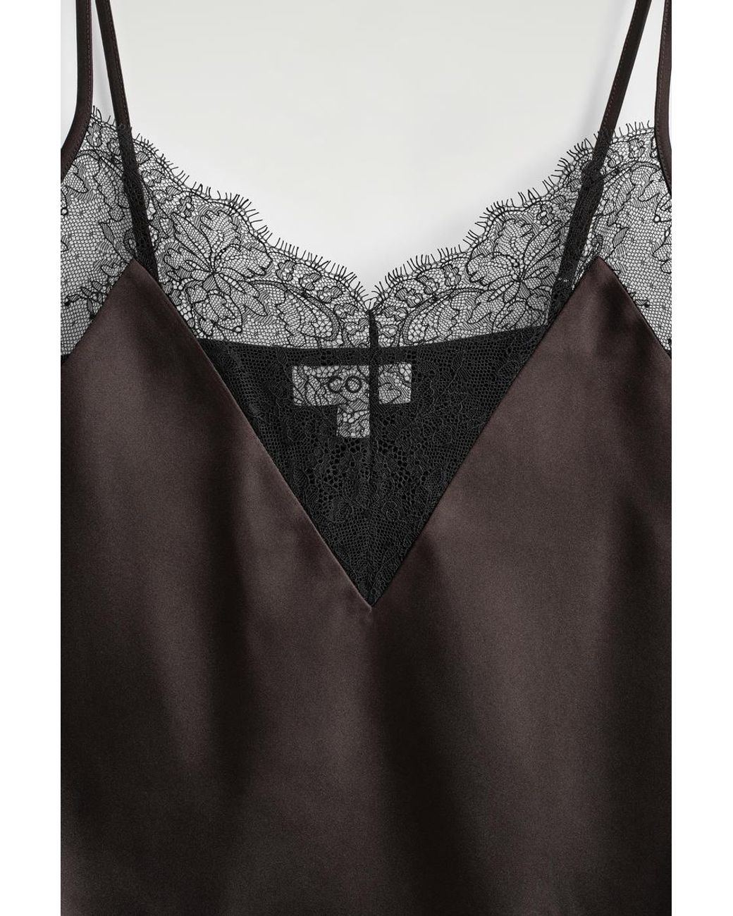 COS Black Lace-Trimmed Satin Cami Top